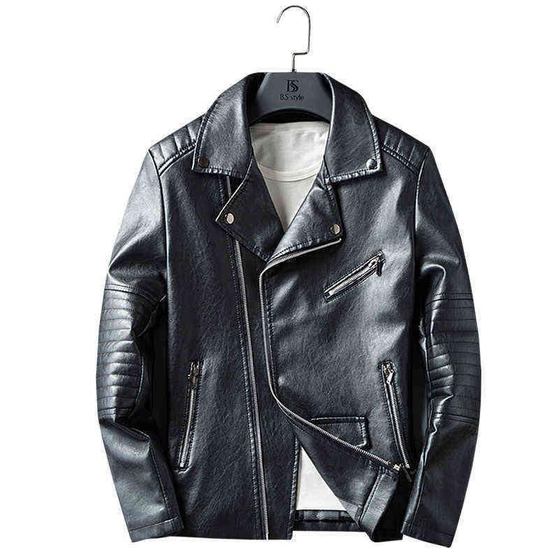 

Causal PU Leather Jacket Coat Men 2019 Autumn New Motorcycle Mens Spring Fashion Masculinas Windproof Jackets Overcoat Male C183 T220728, Black