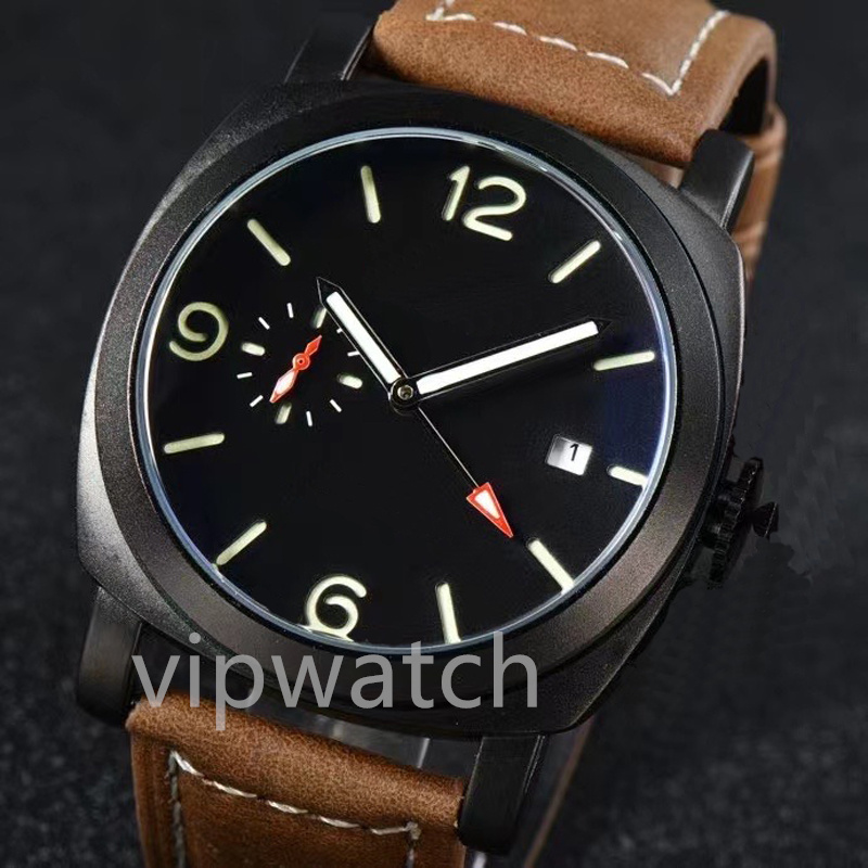 

2022 new watch quartz movement 2-pin single handle series elegant and domineering men's watch cowhide strap comfortable to wear breathable size 44mm, Sapphire glass