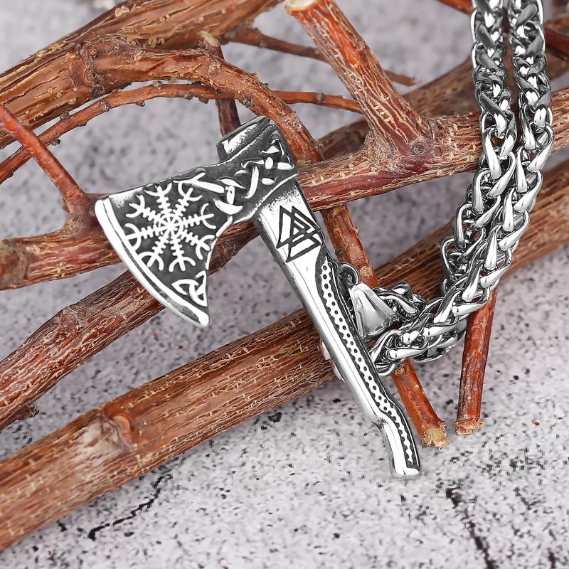 

Pendant Necklaces Nordic Fashion Double-sided Viking Tomahawk Odin Triangle Stainless Steel Unisex Party Birthday Gift WholesalePendant