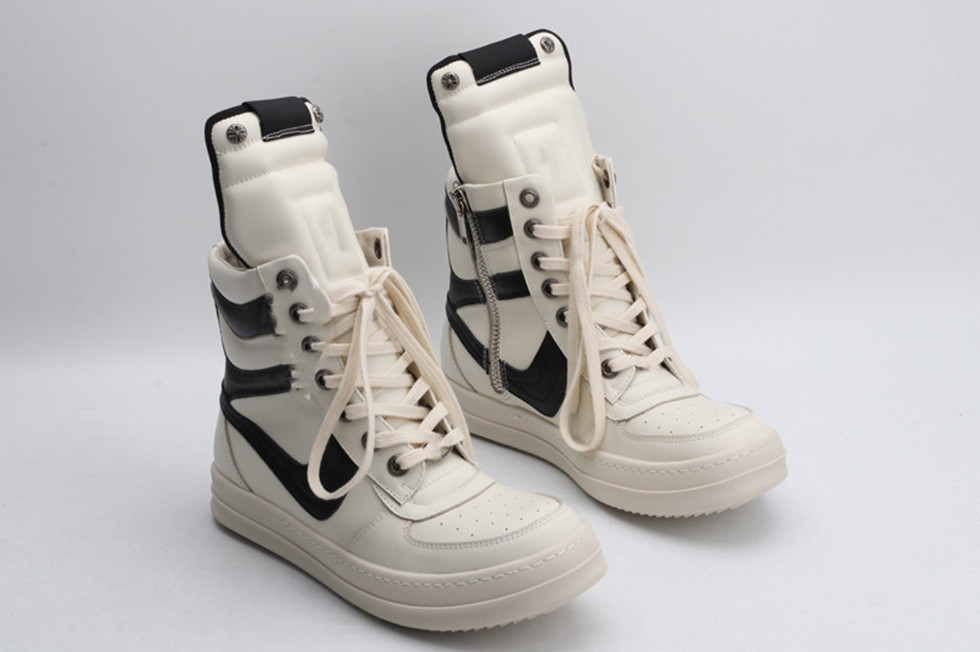 Chaussures de sport designer version supérieure rétro fait à la main en peau de vache grand crochet croix triangle rehaussé fond épais chaussures
