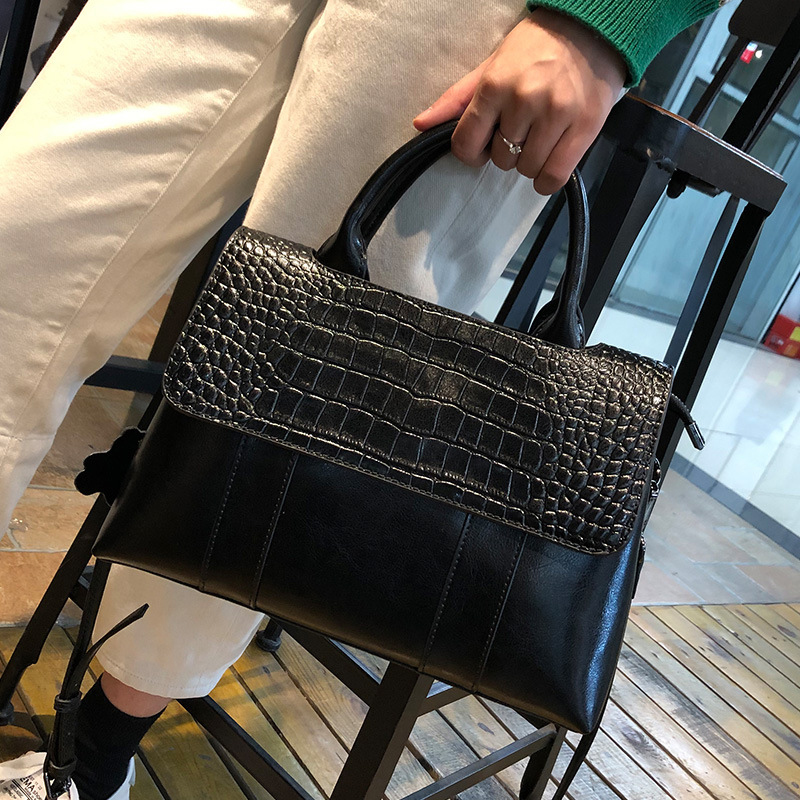 

Casual Fashion Bags Alligator Genuine Leather Crossbody Totes Temperament Lady Handbags, White