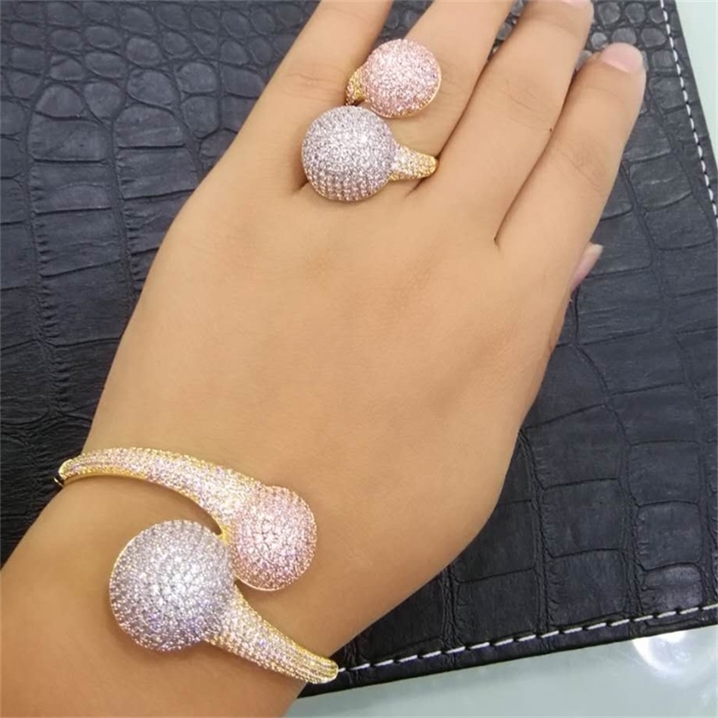 

GODKI Luxury Disco Ball African Bangle Ring Set Fashion Jewelry Sets For Women Wedding Engagement brincos para as mulheres 201222