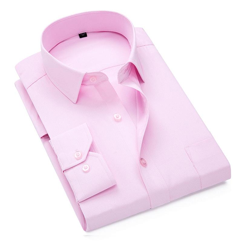

Men's Dress Shirts High Quality Twill Men Shirt Business Work Long Sleeve Blouse Causal Formal Smart Casual White Pink 7XL 8XL 9XL, K08-8