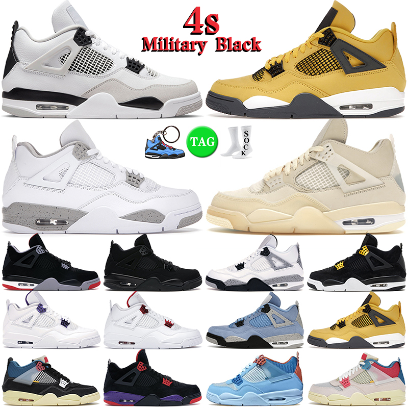 

mens basketball shoes 4s Military Black Cat Red Thunder 4 University Blue Sail White Oreo Tour Yellow Bordeaux men women outdoor sports trainers sneakers, 4s tour yellow