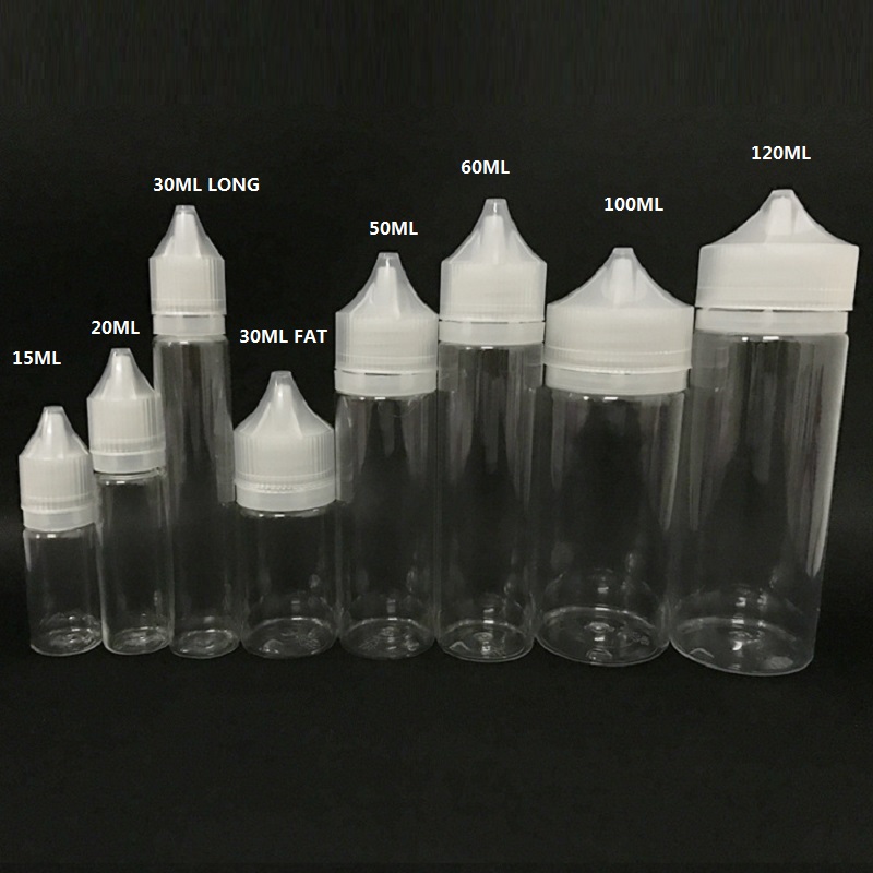 

Chubby Gorilla Bottle Pen PET 10mml 15ml 30ml 50ml 60ml 100ml 120ml Plastic Dropper Vape Oil Bottles Black or Transparent with Childproof Tamper Caps