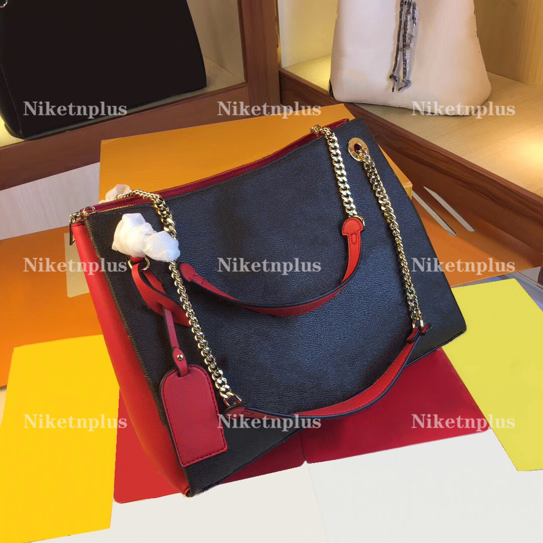 

M43759 M43758 SURENE MM chain tote handbags navy and blue embossed supple grained leather with name tag Luxurys Bags, #1