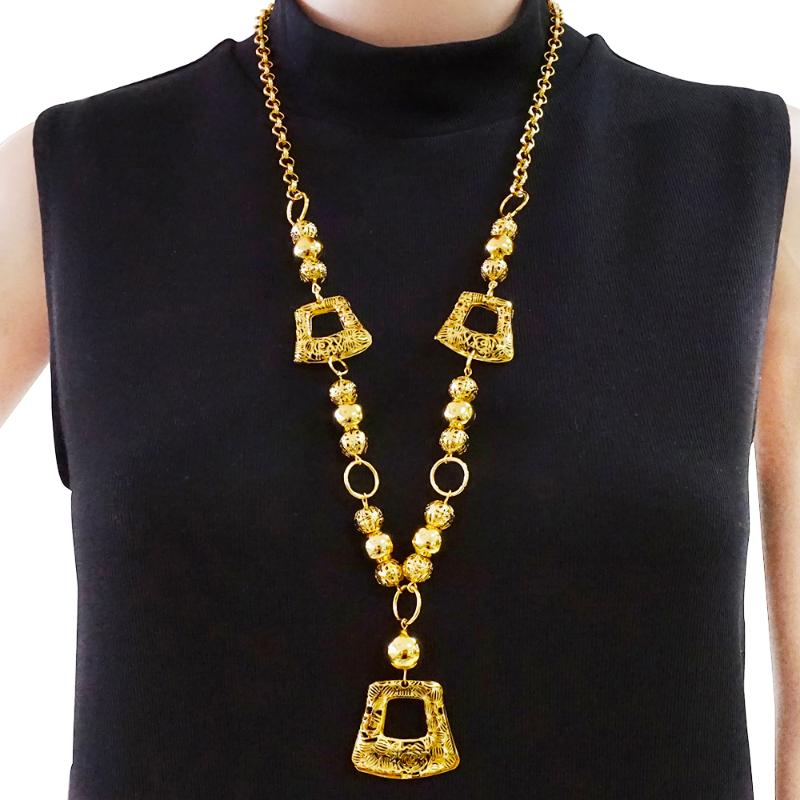 

Pendant Necklaces High Quality Fashion Metal Long Chain Necklace Party Wedding Neclace JewelryPendant