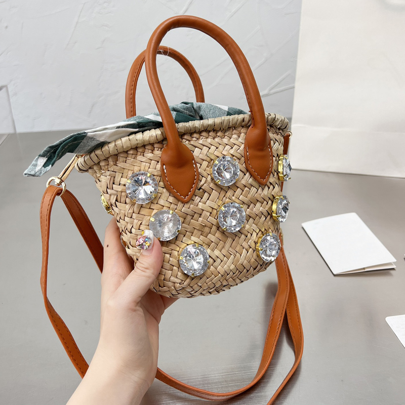 New Style Straw Bag Designer Wallets Womens Handbags Summer Classic Fashion Open Diamonds Shimmer Crossbody Mini Bags Buckle 2022 Shouler Bag Pur