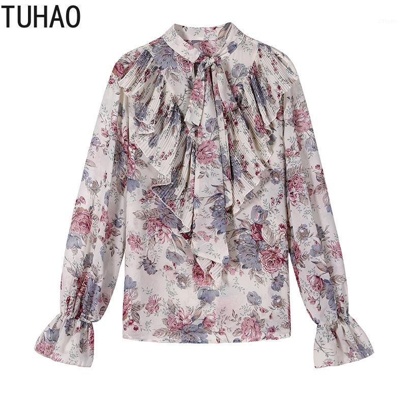 

Women Blouses And Tops Autumn Winter Shirts Long Sleeve Ruffles Print Chiffon Blouse Shirt Blusas Mujer Blusa Women, As picture