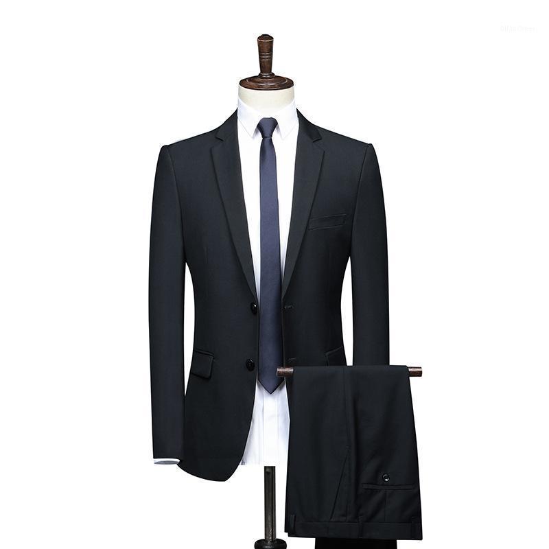 

Men's Suits & Blazers 2022 Boutique Suit Youth Solid Color Business Slim Formal Dress Professional Wedding Two Pieces, Black