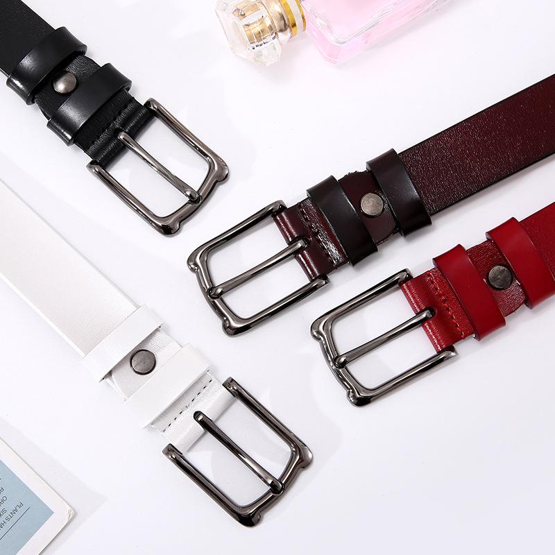 

Belts Luxury Designer Women Genuine Leather High Quality Alloy Pin Buckle Belt Female Fashion Cow-leather Jeans Waist, White