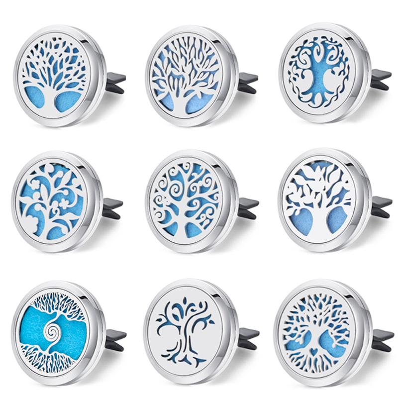 

Pendant Necklaces Drop Stainless Steel Tree Car Accessories Essential Oil Clips Diffuser Necklace Locket Pendants