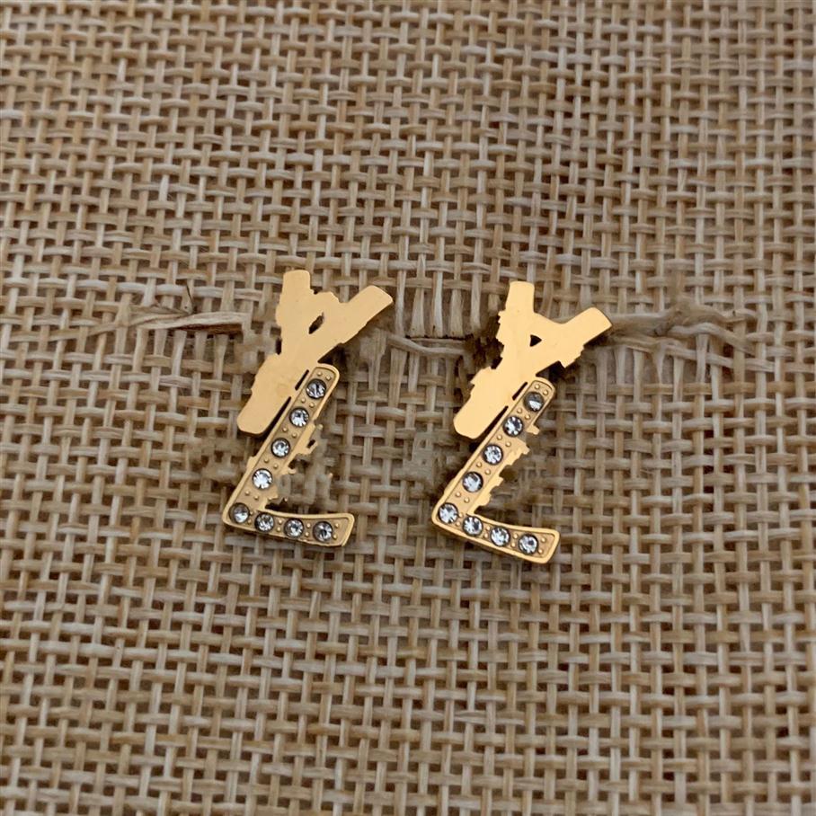 

Never fade easy chic jewelry men letter large small studs Classic design diamond earrings 316L Stainless Steel silver elagant wome299k