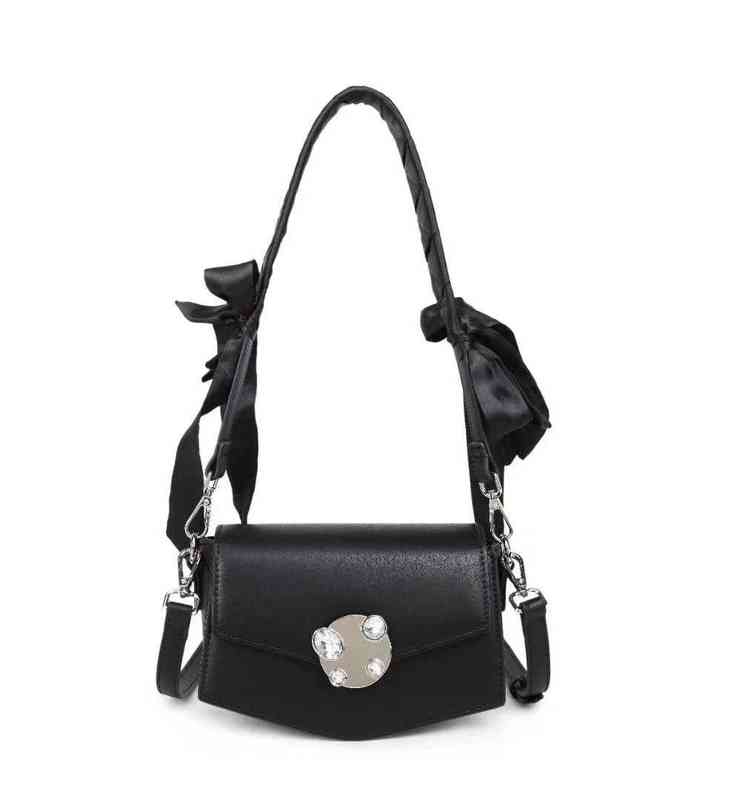 

Bowknot Women's Shoulder Bag Fashion Simple Women's Small Square Bag Wind Oblique Cross Women's Bag 220615, Black