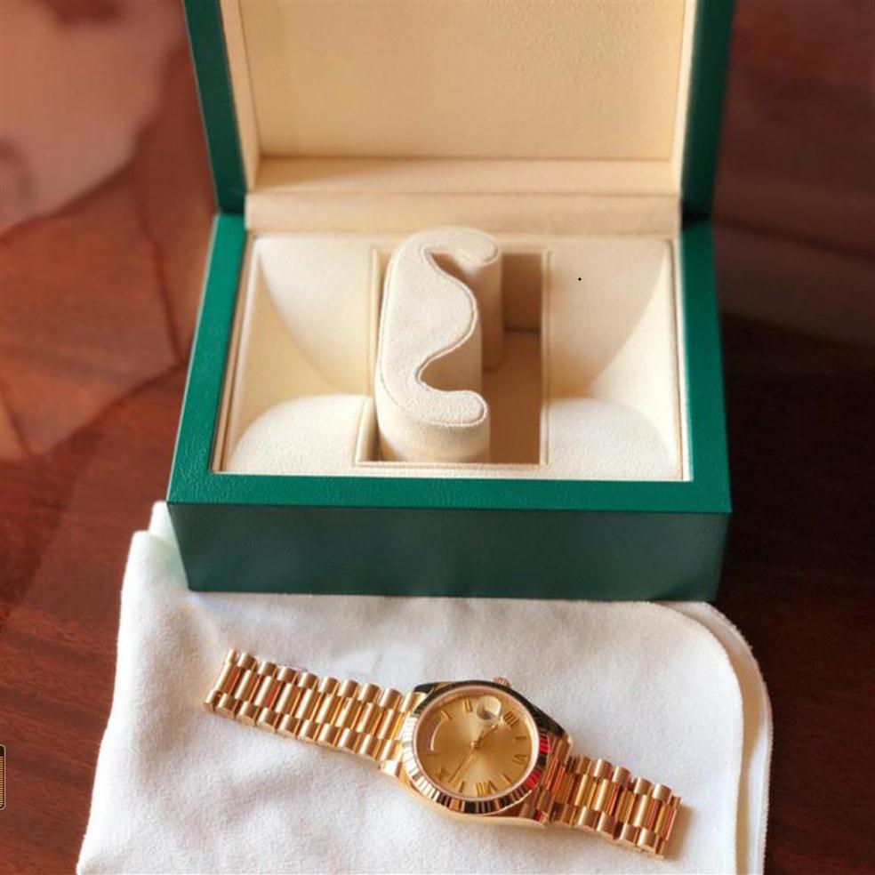 18K Gold President Date Sapphire Cystal Geneva Mens Watches Automatic Mechanical Movement Male Luxury Watch Monday to Sunday276n