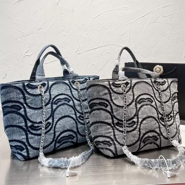 Denim Beach Shopping Bag Totes Purse Chain Shoulder Designer Bags Handbags High Quality Washed Denim Letter Travel Large Capacity Crossbody Purse