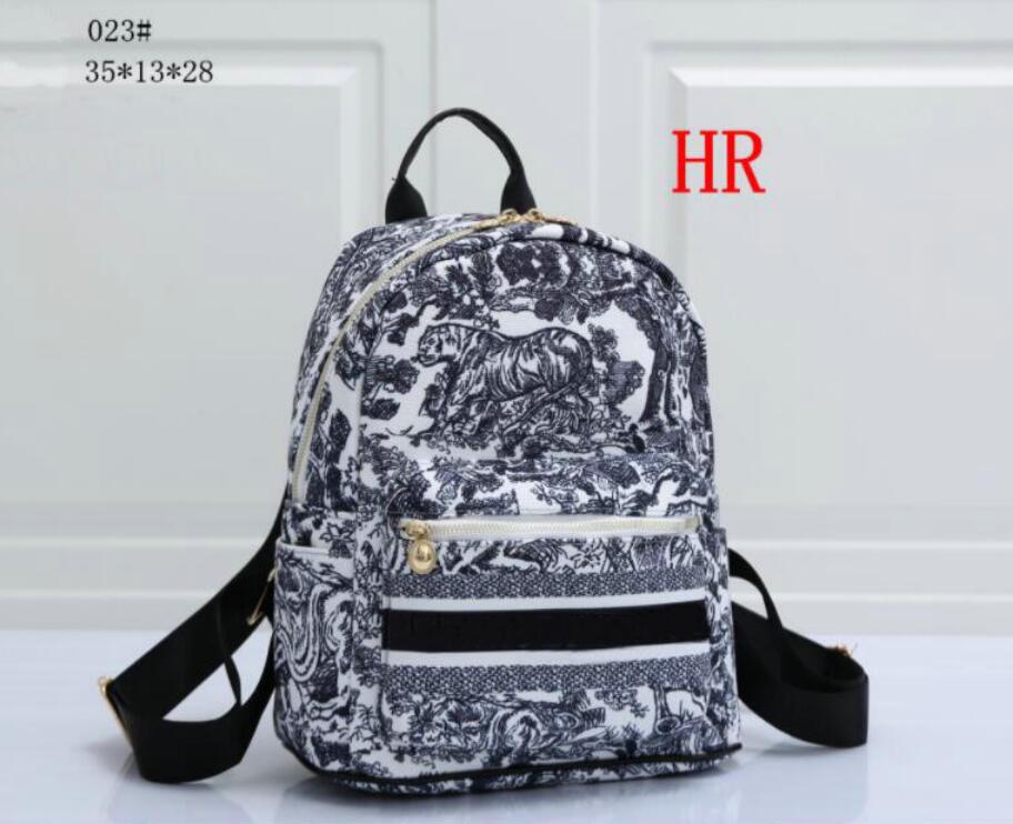 

Fashion Women designer Shoulder Backpack Female tiger print Travel Computer Bag luxury College Girls School Duffel Bags, Black/white