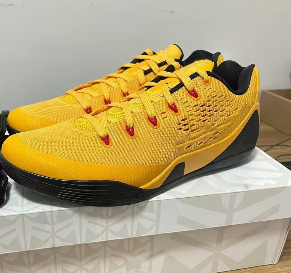 

Mamba 9 Elite Low Bruce Lee University Gold Black Basketball Shoes Beethoven Men Top Quality 9s Sport Shoe Sneakers With Box