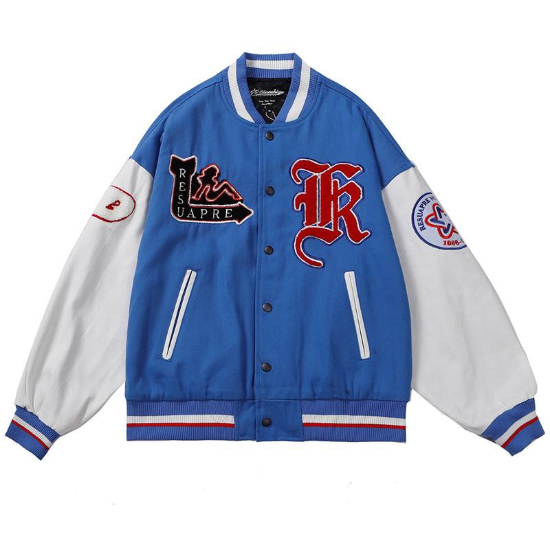 

Men' Jackets Hip Hop Streetwear Baseball Jacket Coat Men Oversized Funny Letter Embroidery Goth Retro Varsity Bomber Fashion Couple, Brown