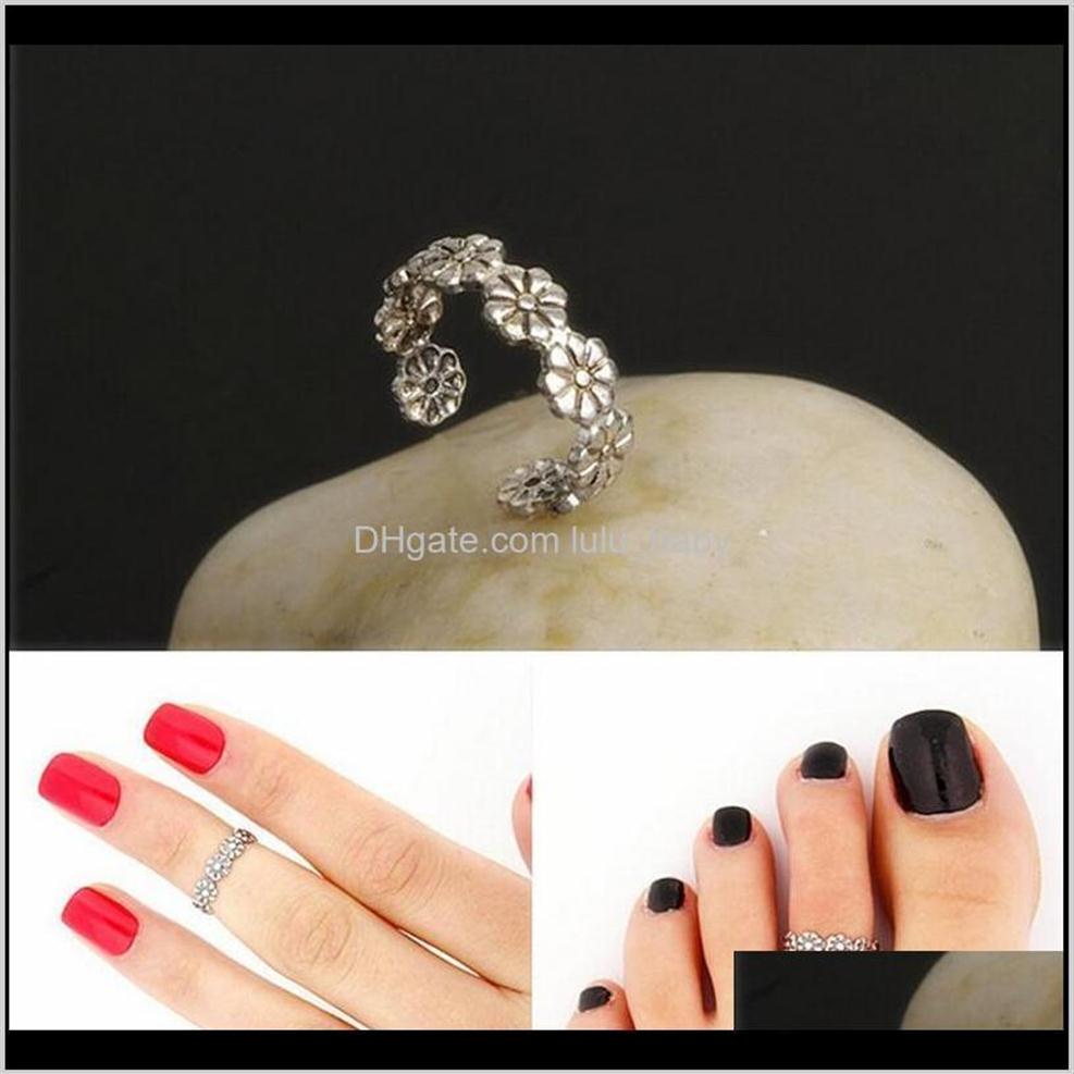 

Rings Vintage Small Daisy Flower Joints Beach Retro Carved Adjustable Toe Ring Foot Women Jewelry Krk2X Ce6Mw208Y