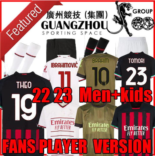 

22 23 TOMORI ac milans Soccer jerseys 2023 BRAHIM IBRAHIMOVIC DE KETELAERE 2022 football shirt, 22 23 home +kids