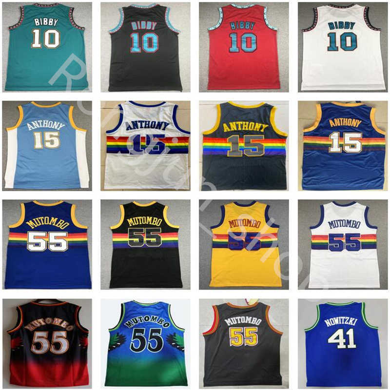Mitchell Ness Retro Stitched Basketball Dikembe Mutombo 55 Mike 10 Bibby Carmelo 15 Anthony Dirk 41 Nowitzki Men''nba''jersey