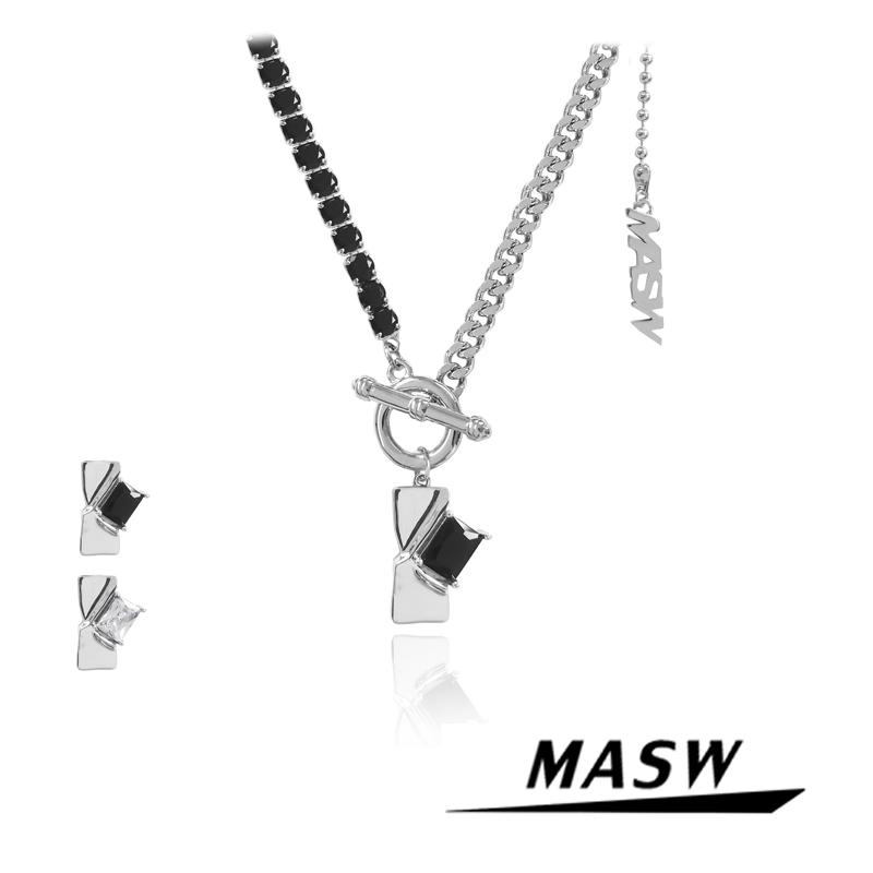 

Chains Original Design Black Clear Zircon Chain Necklace Personality Style One Layer Geometric Pendant For Women JewelryChains