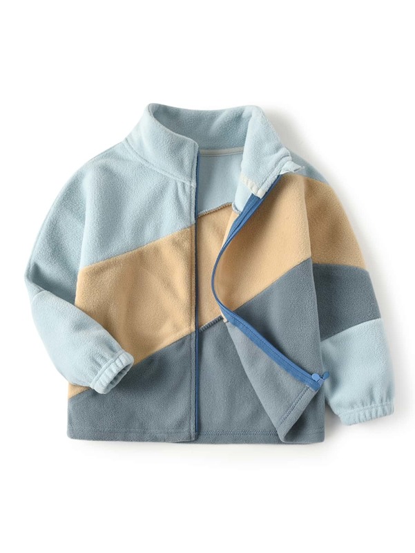

Toddler Boys Color Block Zip Up Fleece Jacket SHE, Multicolor
