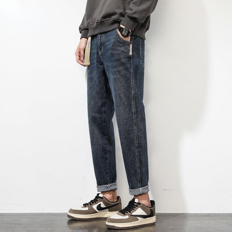 

Men's Jeans Spring Autumn Men's Fashion Casual Korean Men Streetwear Loose Hip-hop Straight Denim Trousers Mens Pants Z77Men's, Black