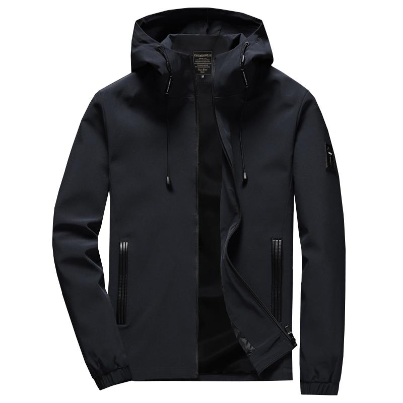 

Men's Jackets Brand Jacket Men Zipper Spring Autumn Winter Casual Solid Hooded Fashion Mens Slim Fit Outwear High Quality -8XL 46, Black