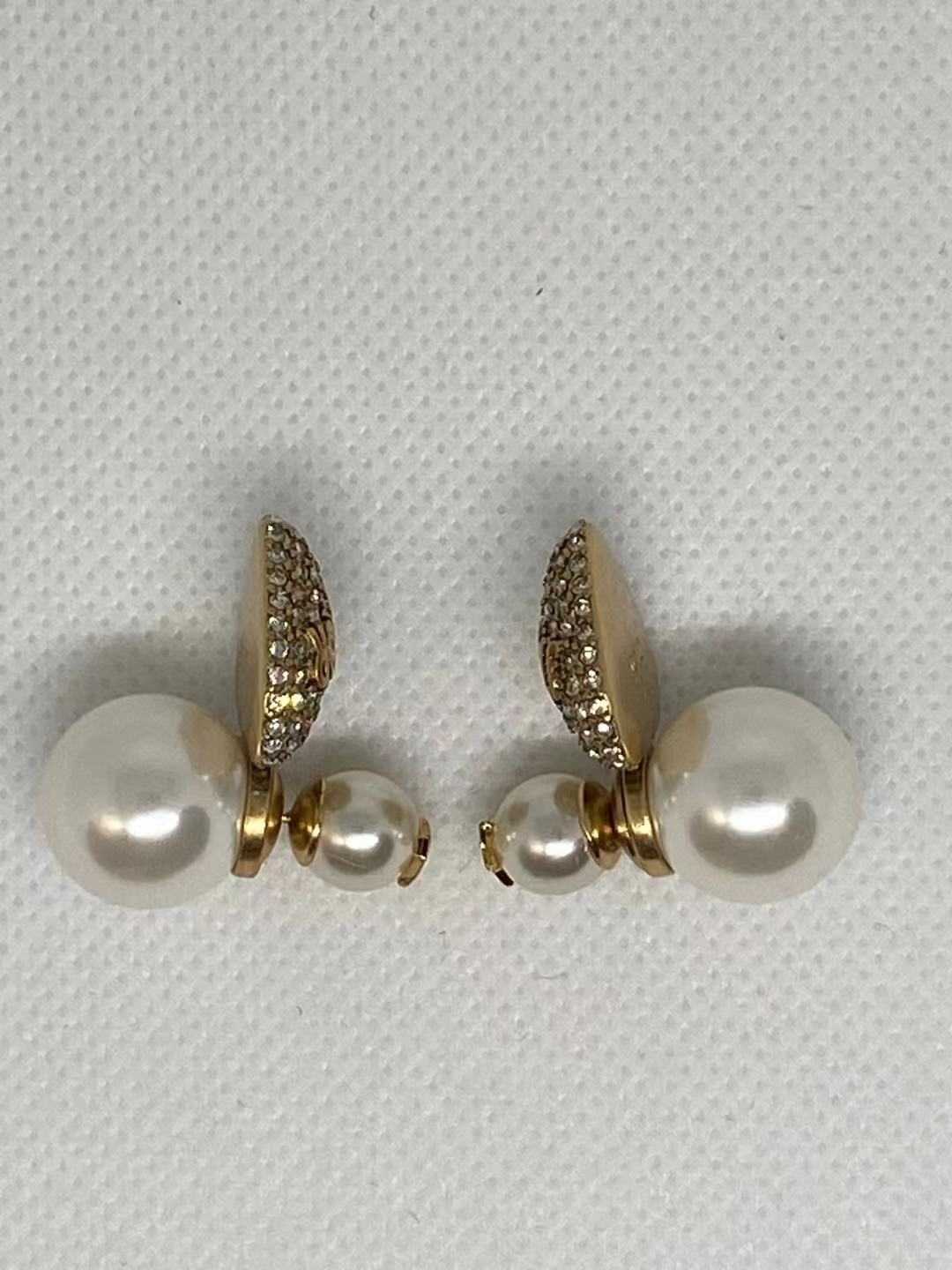 

Luxury Designer Fashion Letter Double Sided Pearl Diamond Charm Earrings, Ladies Party Wedding Couple Gift Jewelry Bridal
