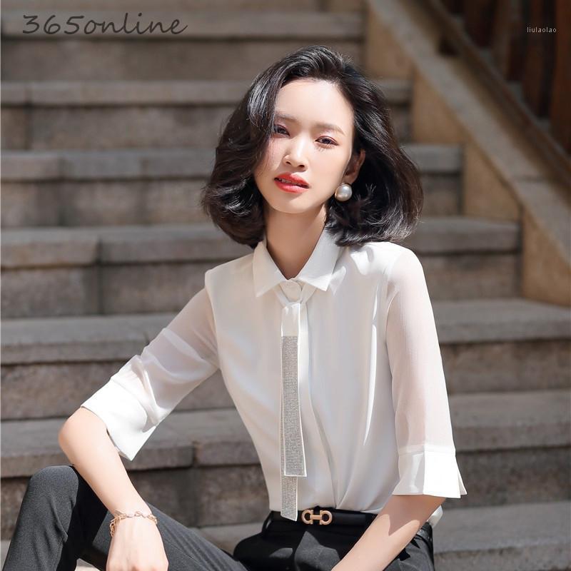 

Women's Blouses & Shirts Est Arrival Spring Summer Fashion Styles Elegant White Half Sleeve For Ladies Office Casual Blouse Clothes, Grey