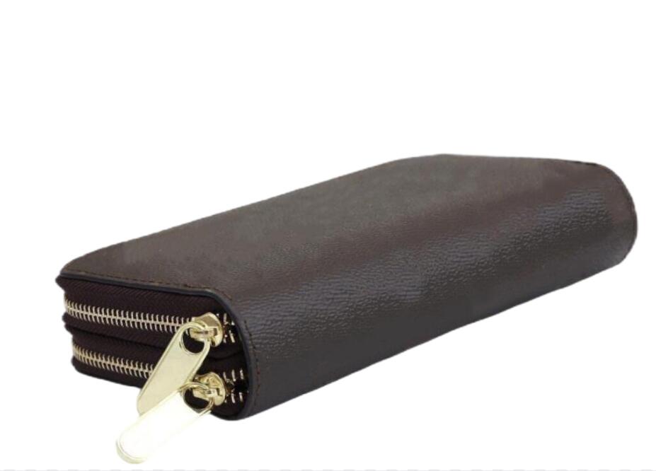 

ZZ M41894 M41895 M41896 ZIPPY Wallet Monograms Leather Long double Zipper business Wallets Money Card Holder Purse Women Zip Clutches Bags, Brown floral
