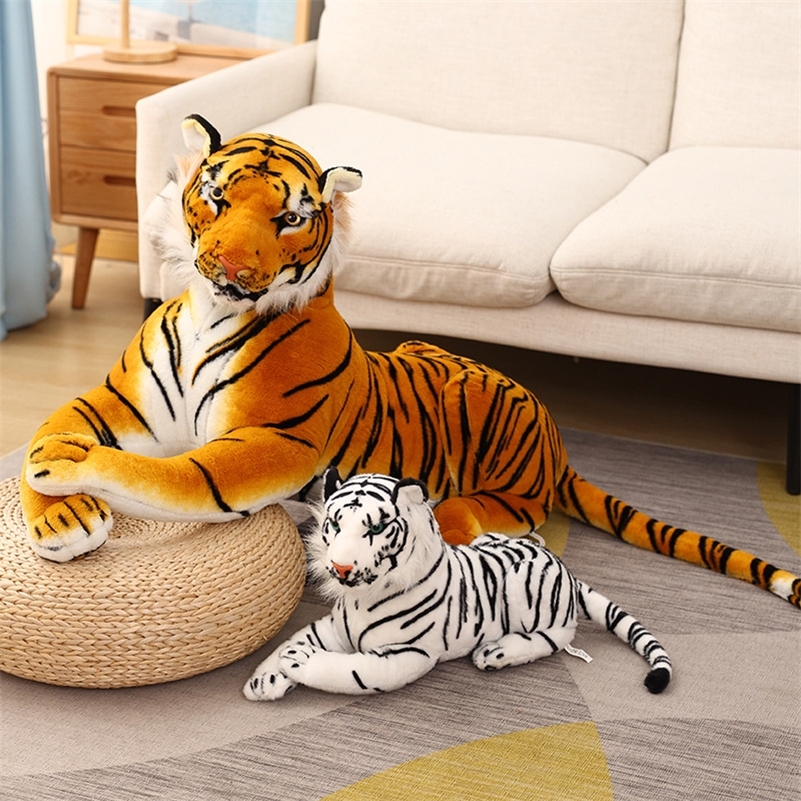 

1.1m Plush Giant Tiger Toys Lifelike Stuffed Animals Toy Children's Toys Doll Kids/Boy Birthday Gift Kawaii Home Decor Christmas 220706, Sit white