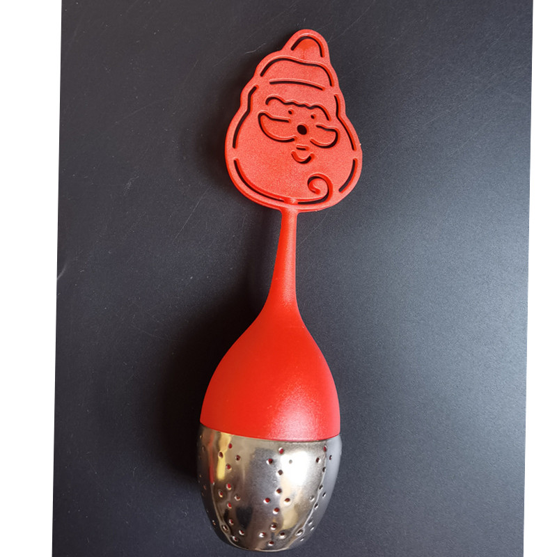 

Mesh Stainless Steel Tea Infuser Filter with Xmas Santa Claus Shape PE Handle 2022