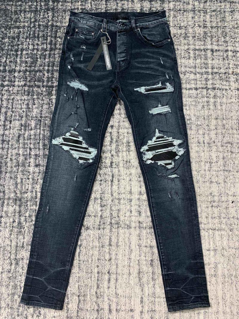 

Men's Jeans Men Ribbed Patches Mx1 Distressed JeansMen's Heat22, As pic