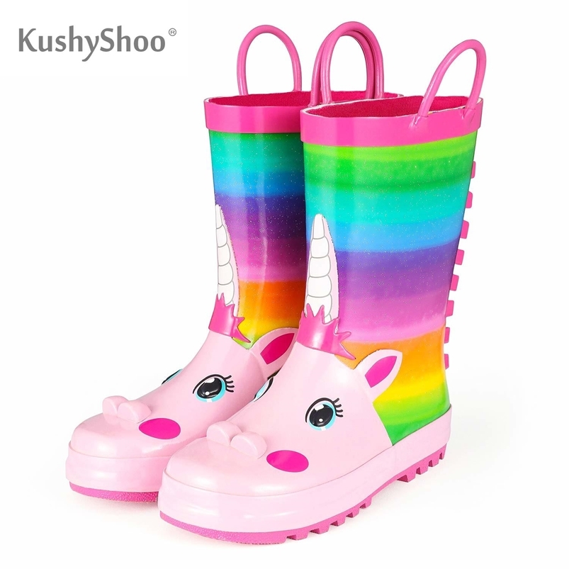 

KushyShoo Rain Boots Kids Girl Cute Unicorn Printed Children's Rubber Boots Kalosze Dla Dzieci Waterproof Baby Water Shoes 220816, Colorful unicorn