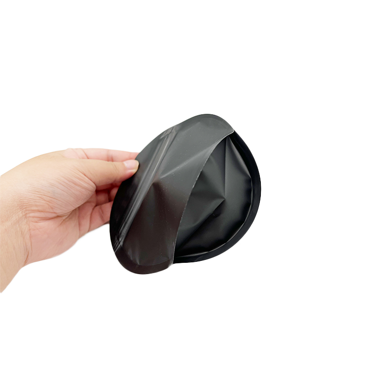 

Diameter 5 inch round stand up plastic mylar bag with zip all black