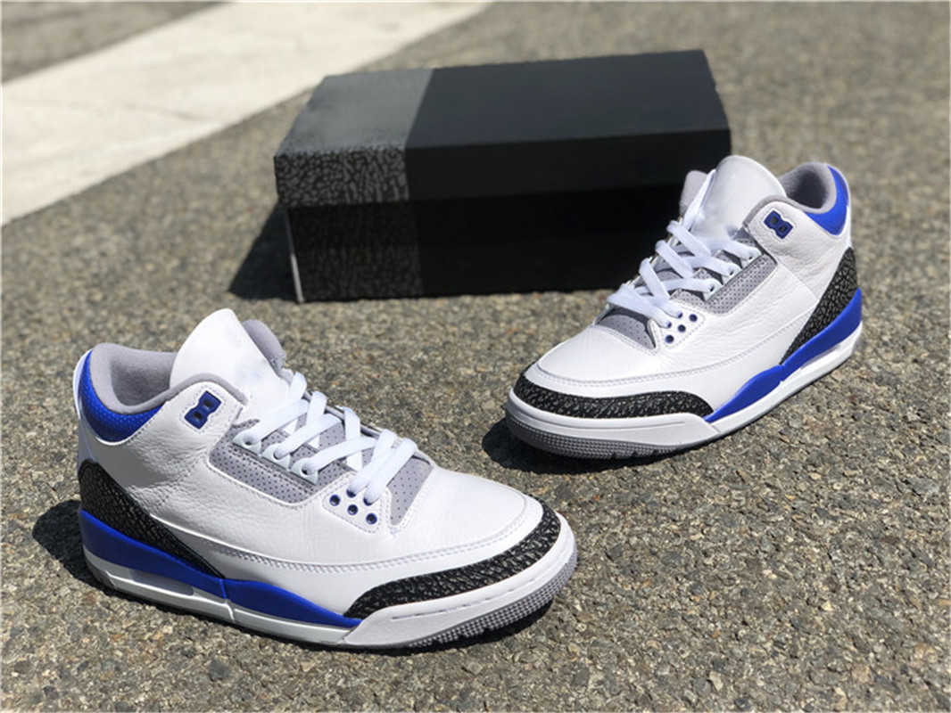 Authentique 3 Racer Bleu Jumpan 3s Hommes Chaussures De Basketball CT8532-145 Fragment A Ma Manière UNC Varsity Royal Laser Orange Baskets