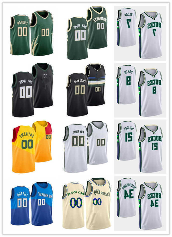 

75th Custom Mens Womens Youth Milwaukee''Bucks''Giannis 34 Antetokounmpo 7 Grayson Allen Bobby 9 Portis Jr 21 Holiday Bobby Basketball Jersey, Color