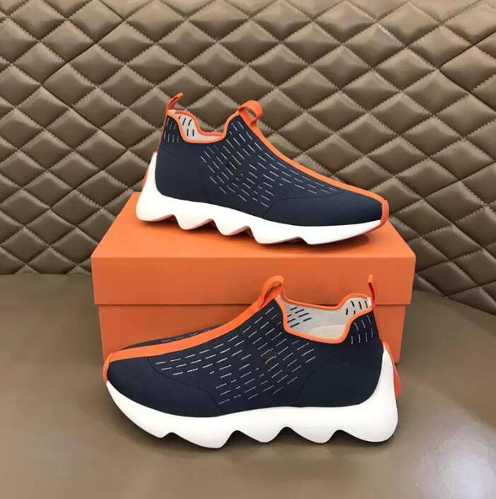 

Italian men's stretch cloth designer casual shoes with black stripes and luxurious letter sleeves H sneakers classic style rubber soles 40-45, 06