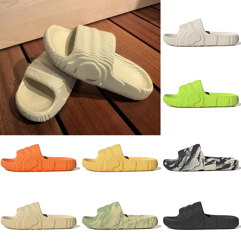 

Adilette 22 Slides Slippers Summer Sandals Designer Mens Women Slide Slipper Black Desert Sand Grey Magic Lime St 2022 Fashion Foam Rubber Sandals Beach Shoes, A1 black grey