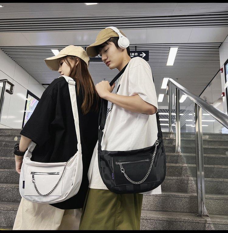 

Evening Bags Couple Black White School Messenger For Women Shoulder Ladies Designer Handbag Solid Large Capacity Unisex BagsEvening