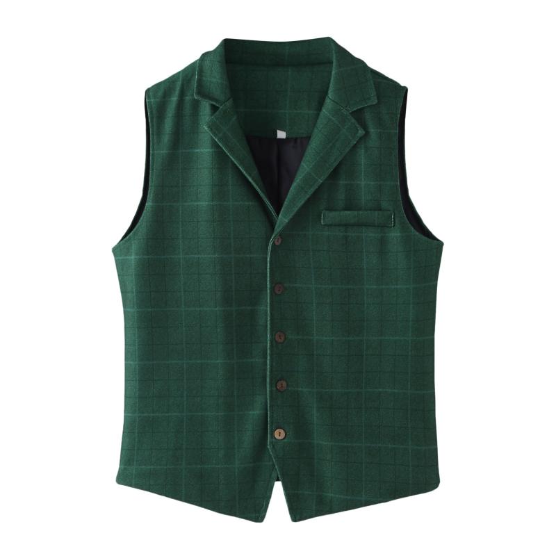 

Men's Vests 2022 Men Suit Brown Black Waistcoat Vest Man Plaid Steampunk Jacket Striped Tweed V-neck Slim Fit Gilet Wedding Clothing, Kh