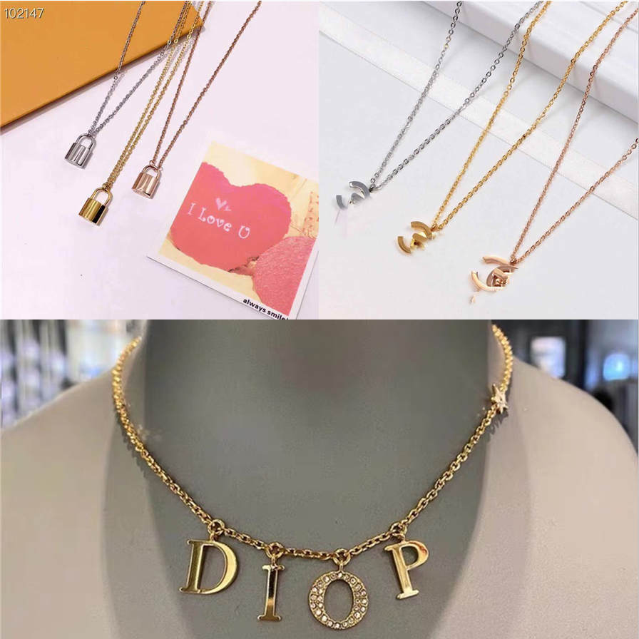 

New Designer Necklace Ladies Jewelry Letter Gold Chain Men and Women Party Couple Gift Jewelry with Box 3 Options