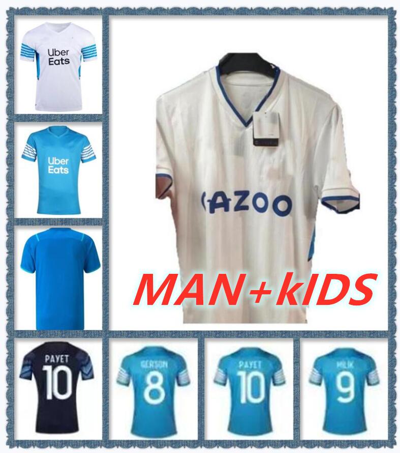 

GUENDOUZI 21 22 23 GERMAIN De Marseilles soccer jerseys 2021 2022 2023 OM MILIK maillot foot UNDER BALERDI LUIS THAUVIN KAMARA PAYET football shirts men kids kits
