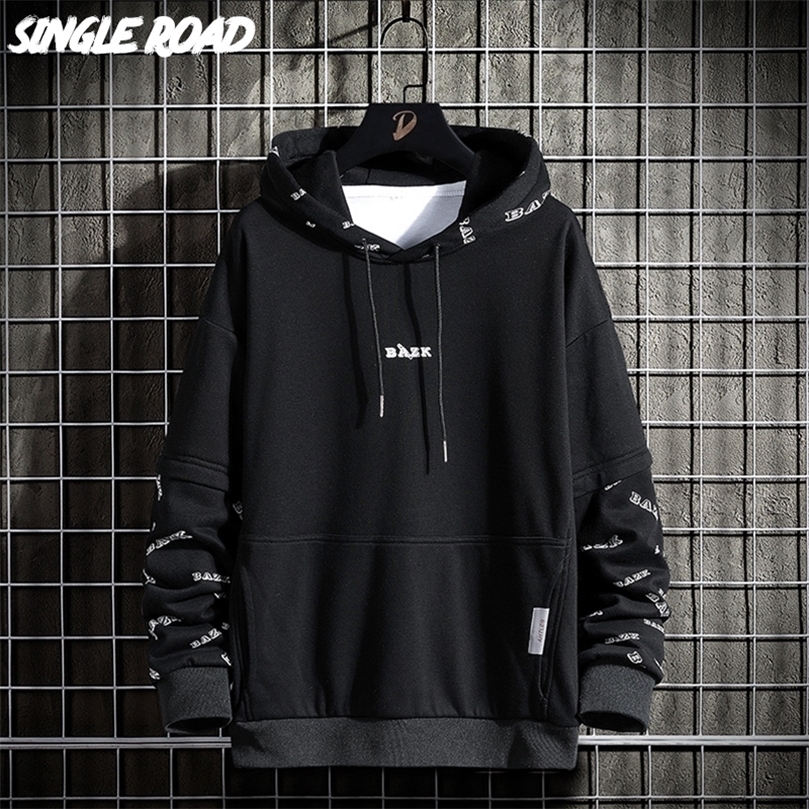 

Single Road Mens Hoodies Patchwork Techwear Sweatshirt Japanese Streetwear Harajuku Hip Hop Oversized Black Hoodie 220402, White hoodie men