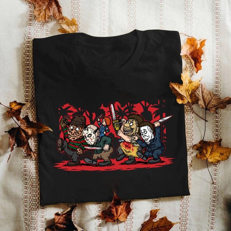 

Men' T-Shirts Horror Movie Series T Shirt Fashion Men T-shirt Jason Voorhees Michael Myers Graphic Print Tops Unisex Cotton Tee Ropa Hombre, 52922-dark blue