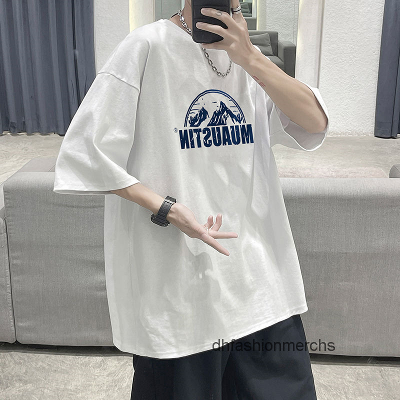 

Men's T-Shirts 4-color round neck printed T-shirt loose casual student couple half sleeve top short sleeve mens shirts