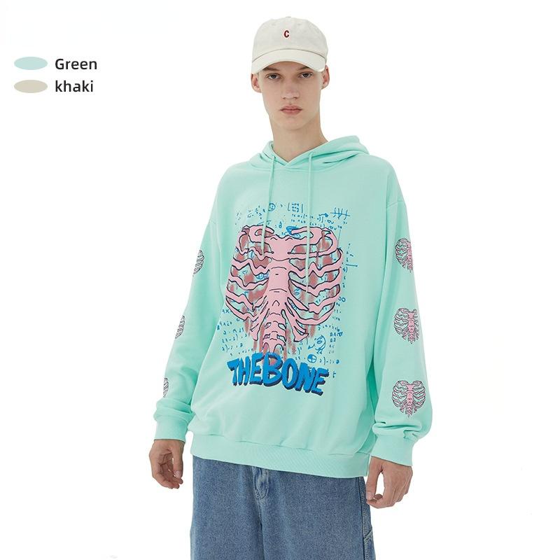 

Men's Hoodies & Sweatshirts Autumn Print Love Ins Hooded Sweater Men And Women Personality Trend Coat Oose Long Sleeve Sweatshirt Retro Over, Black